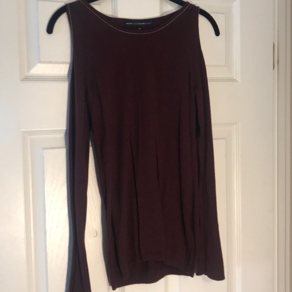 White House Black Market merlot cold shoulder top